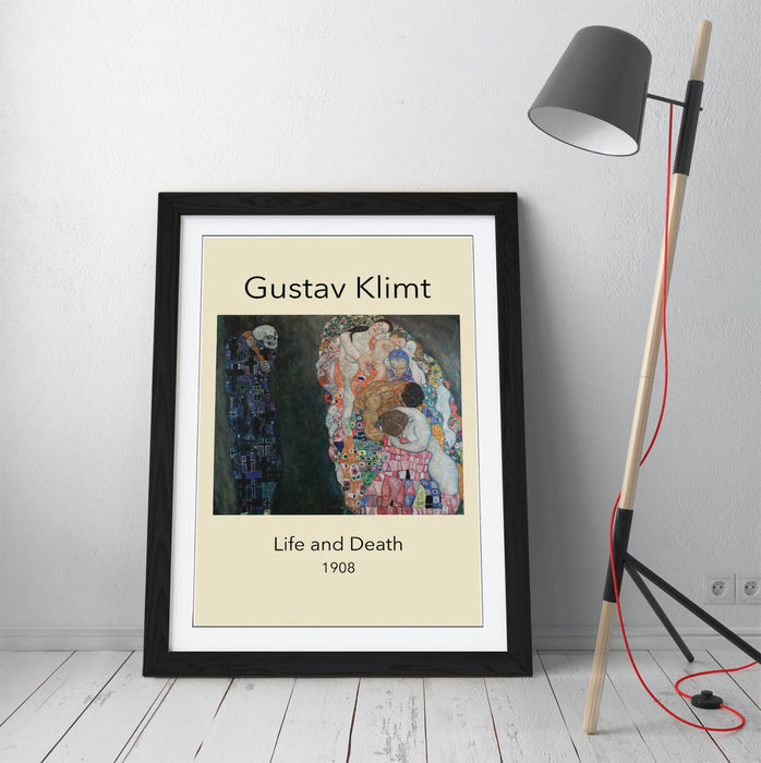 Framed Wall Art Gustav Klimt Print - Life And Death Poster With Faux Wood Frame