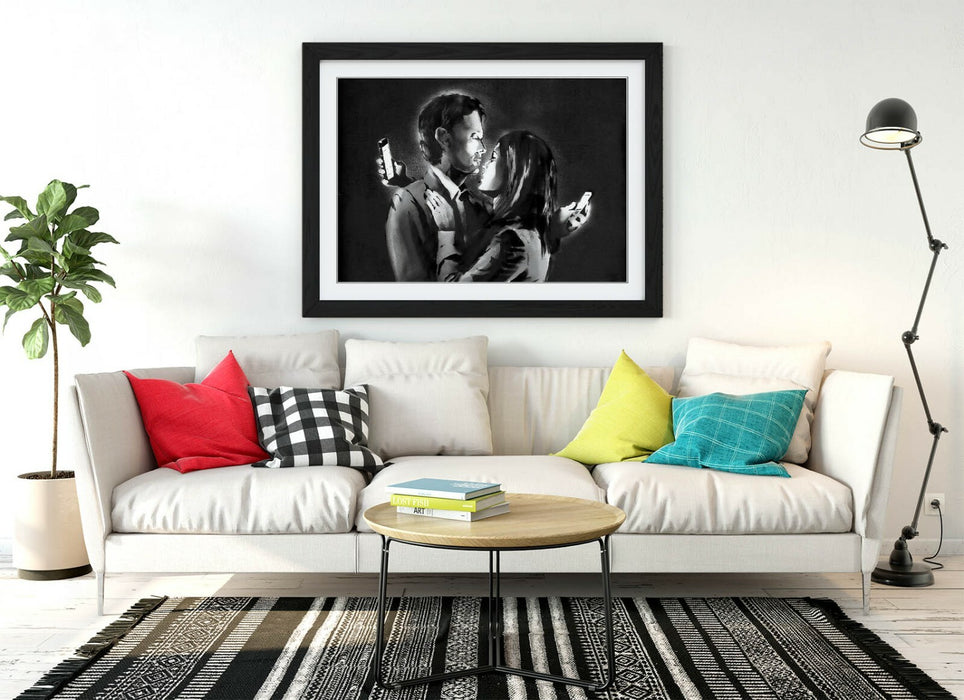 MOBILE LOVERS -FRAMED POSTER WALL ART PRINT ARTWORK- LANDSCAPE