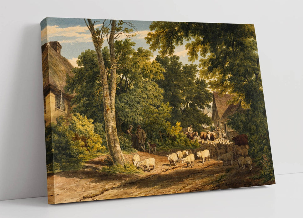 Canvas Wall Art - Robert Hills Driving Home The Flock Handmade Print