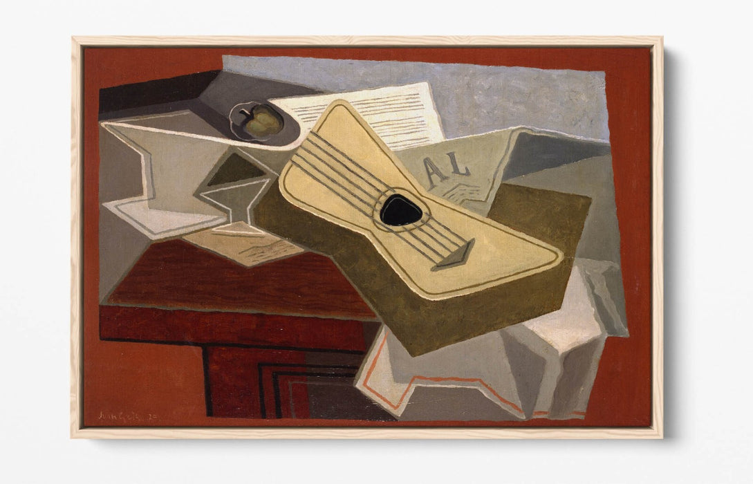 JUAN GRIS, GUITAR AND NEWSPAPER -FLOAT EFFECT CANVAS WALL ART PRINT