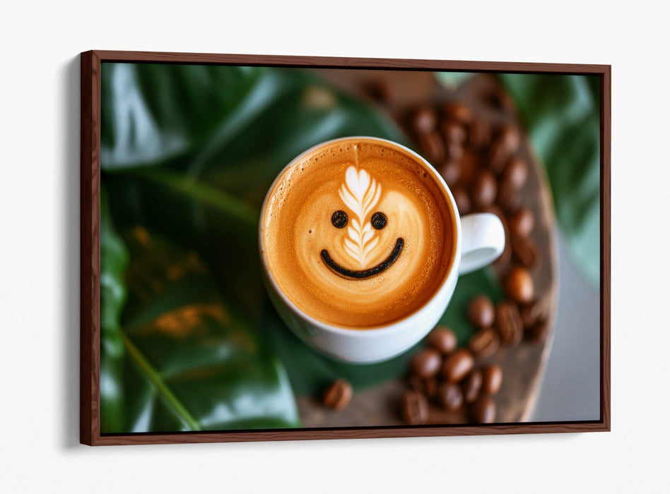 Smiley Face Canvas Art – Cute Coffee Home Decor | Float Effect Canvas Print