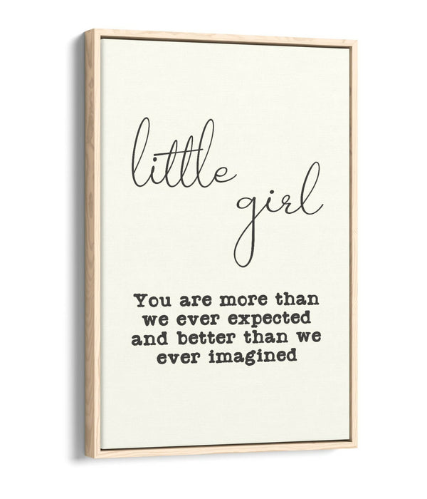 "LITTLE GIRL" NURSERY BABY ROOM QUOTE SLOGAN -FLOAT EFFECT CANVAS WALL ART PRINT