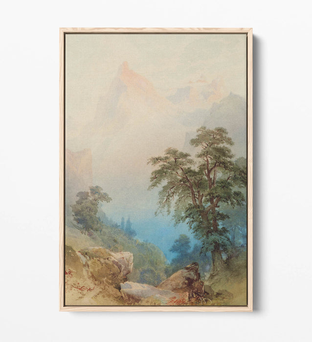 NICHOLAS CHEVALIER, A VIEW OF THE ALPS -FLOAT EFFECT CANVAS WALL ART PRINT