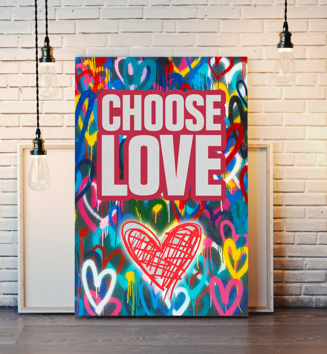 Canvas Wall Art - Choose Love Heart Wall Decor | Framed Print, Ready to Hang