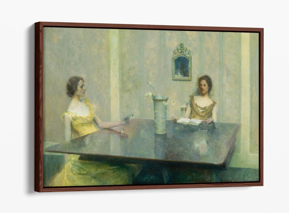 THOMAS WILMER DEWING, A READING -FLOAT EFFECT CANVAS WALL ART PRINT