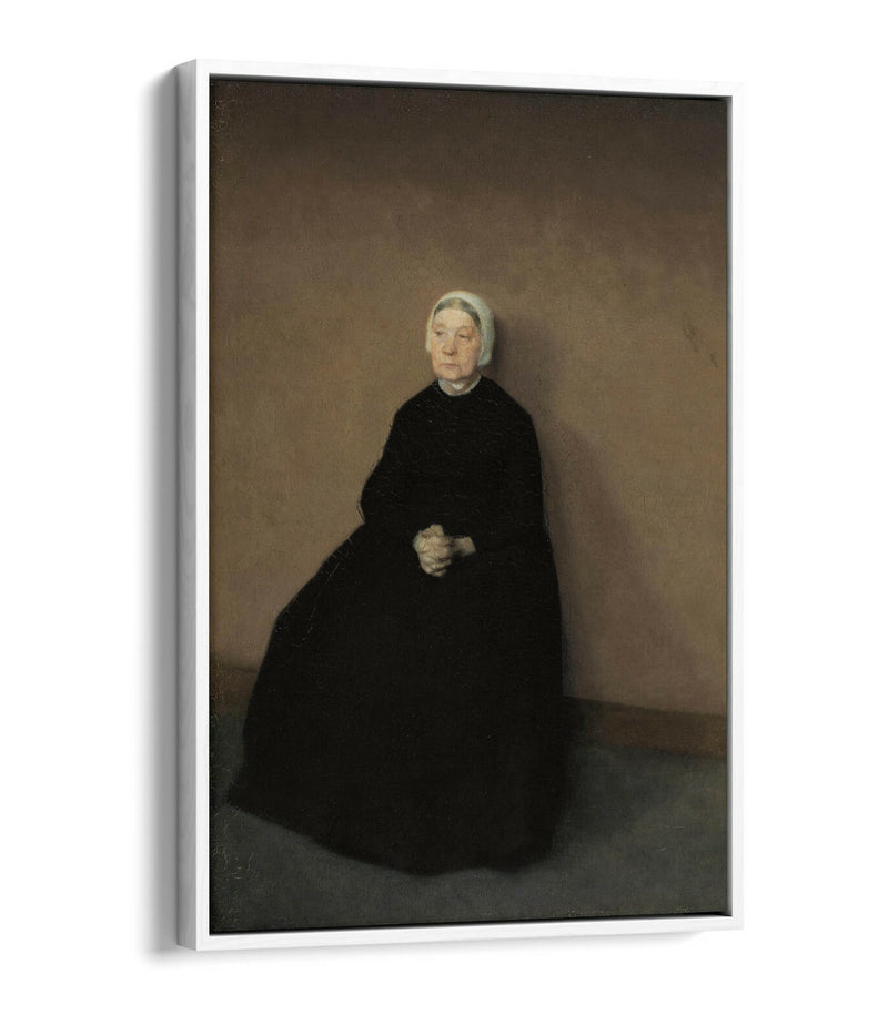 Canvas Wall Art Print - Vilhelm Hammershoi Old Woman | Float Effect, Premium Frame