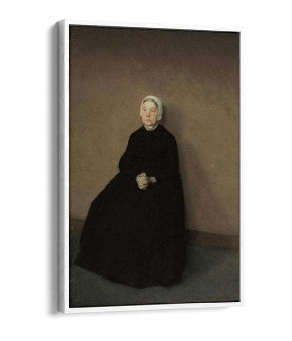 VILHELM HAMMERSHOI, AN OLD WOMAN -FLOAT EFFECT CANVAS WALL ART PRINT- FAMOUS ART