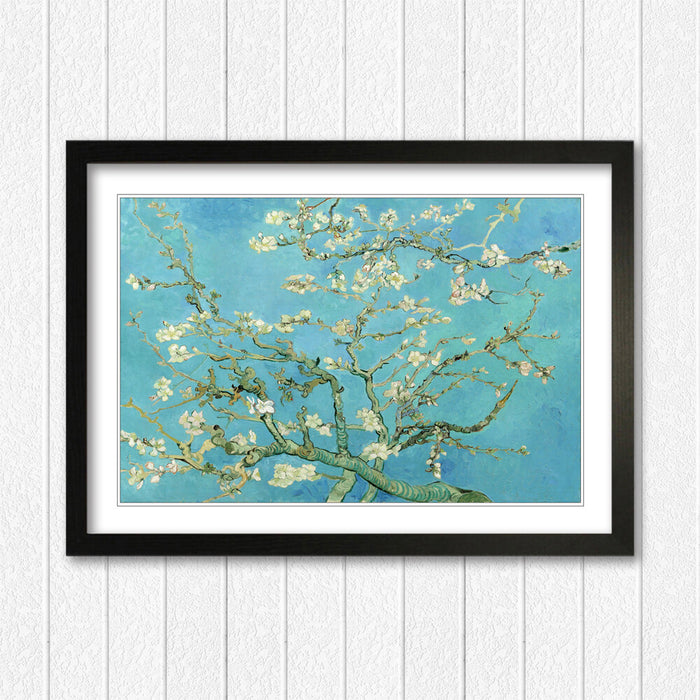 Van Gogh Almond Blossom Art – Framed Wall Art Poster With Woodgrain Frame