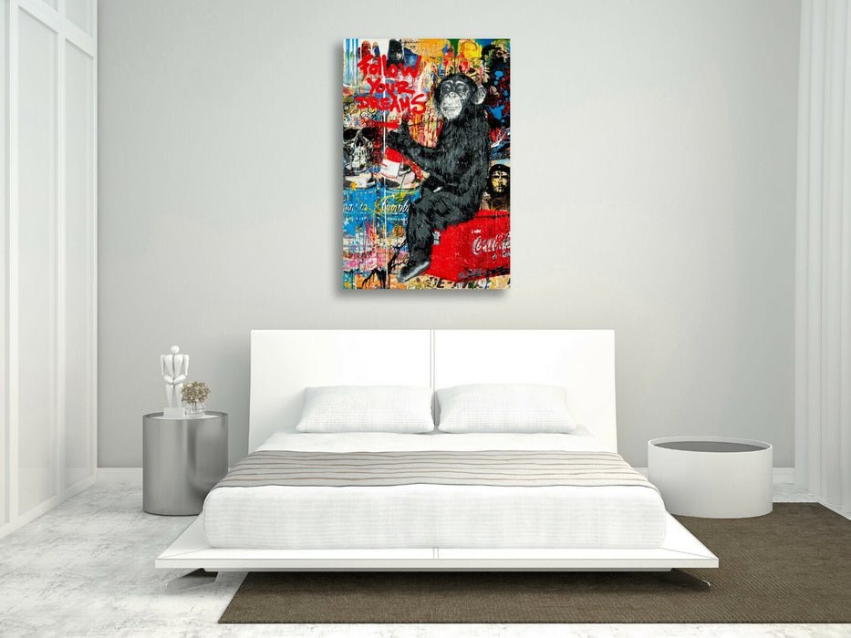 GRAFFITI FOLLOW YOUR DREAMS CANVAS WALL ART PRINT ARTWORK BRAINWASH BANKSY STYLE