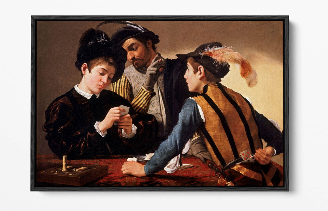 CARAVAGGIO, THE CARDSHARPS -FLOAT EFFECT CANVAS WALL ART PRINT