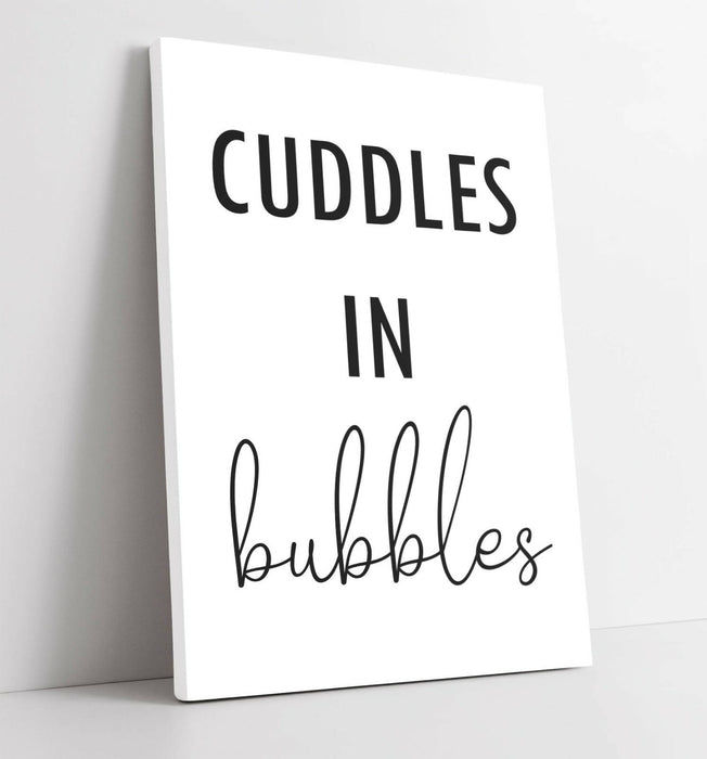 "CUDDLES IN BUBBLES" BATHROOM LOVE QUOTE HOME -CANVAS WALL ART PICTURE PRINT