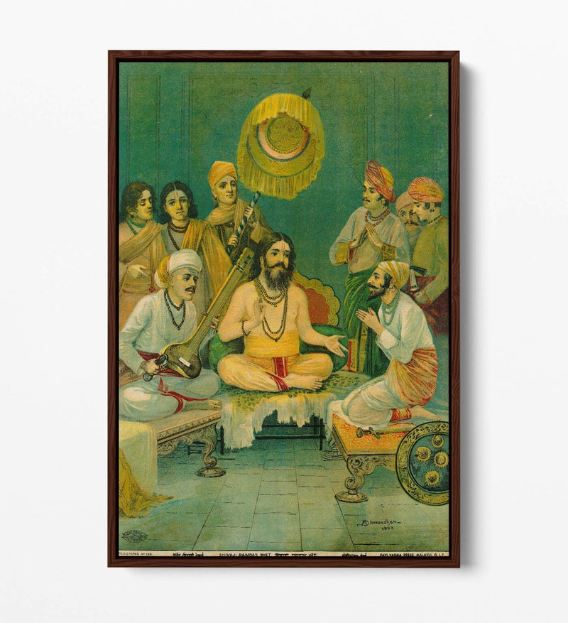 Float Effect Canvas - Dhurandhar Shivaji Ramdas Bhet Premium Wall Art Print
