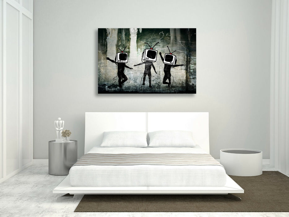 BANKSY - TV HEADS CANVAS STREET ART PRINT ARTWORK
