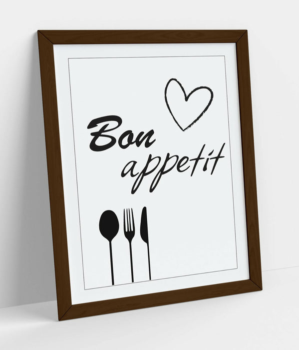 "BON APPETIT" KITCHEN HOME QUOTE SLOGAN -FRAMED WALL ART PICTURE PRINT