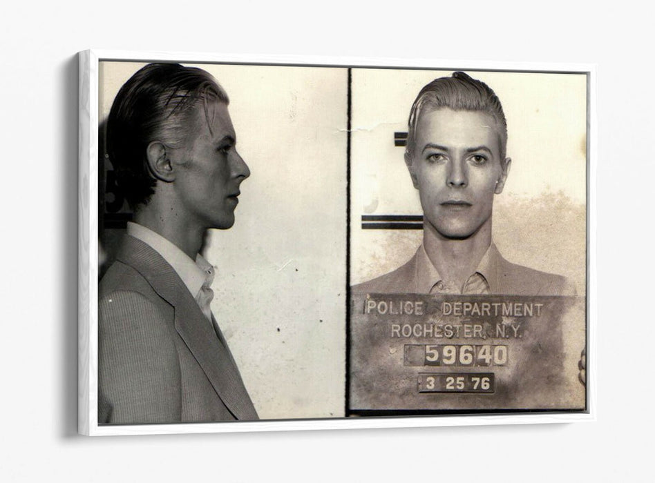 DAVID BOWIE MUGSHOT 2 -FLOAT EFFECT CANVAS WALL ART PIC PRINT- BLACK & WHITE