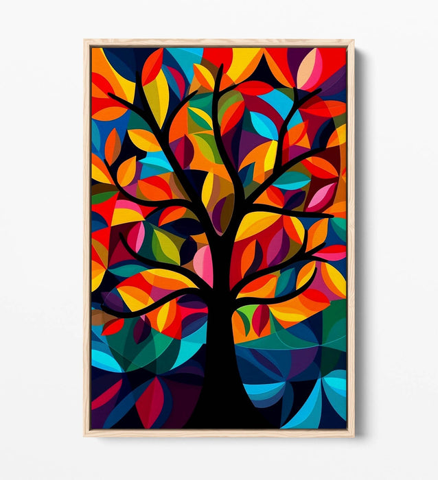 Abstract Tree Canvas Art - Multi Colour Canvas Wall Decor | Float Effect Print