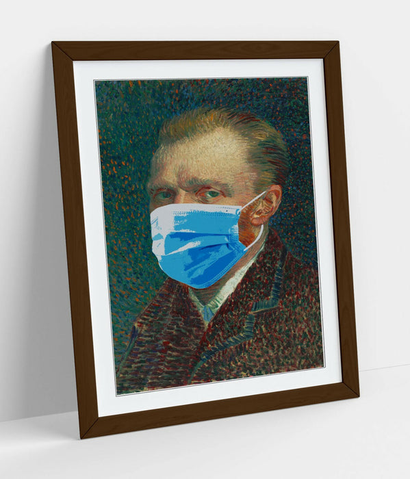 Banksy Framed Poster – Van Gogh Portrait Art Print With Faux Wood Frame