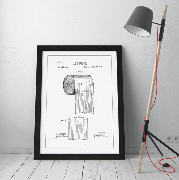 TOILET PAPER PATENT MINIMALIST LINE ART -ART FRAMED POSTER PICTURE PRINT ARTWORK