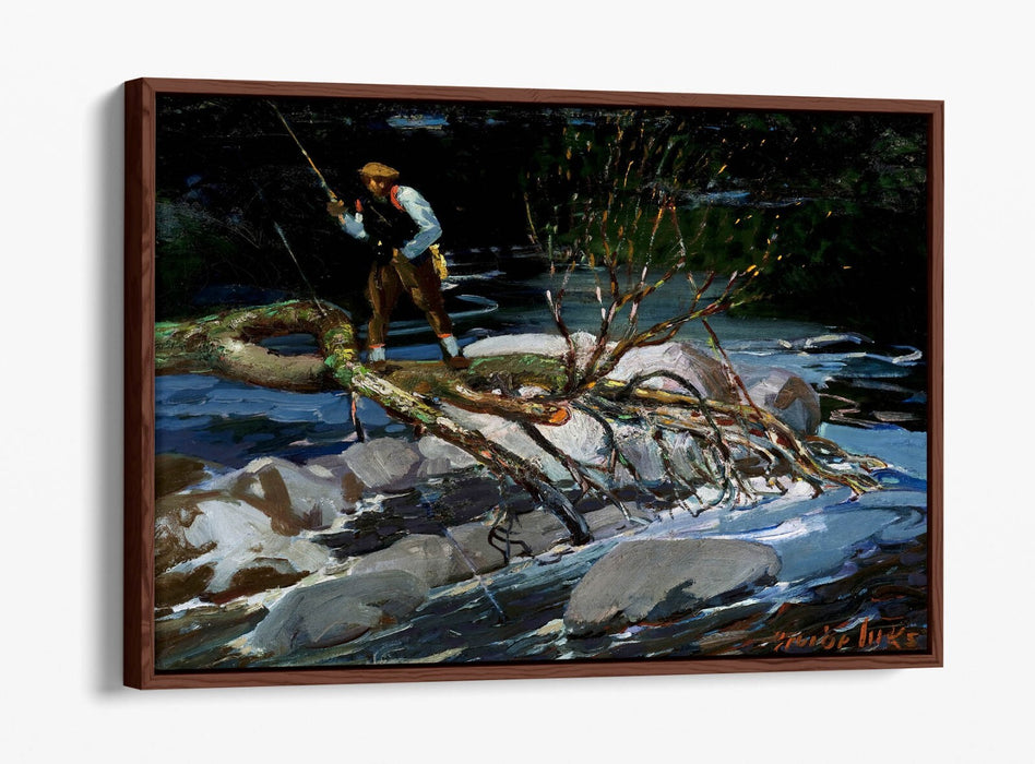 Canvas Wall Art - George Benjamin Luks Trout Fishing Painting | Premium Float Effect Frame