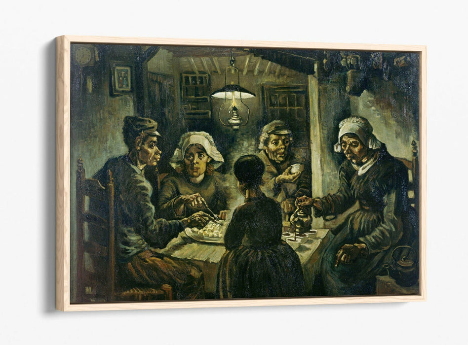 VAN GOGH POTATO EATERS -FLOAT EFFECT CANVAS WALL ART PIC PRINT- BLACK BROWN