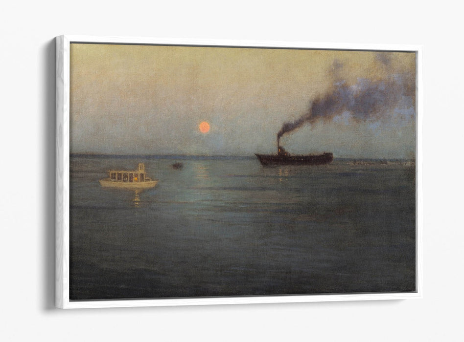 L. BIRGE HARRISON, ROSY MOON CHARLESTON HARBOR -FLOAT EFFECT CANVAS ART PRINT
