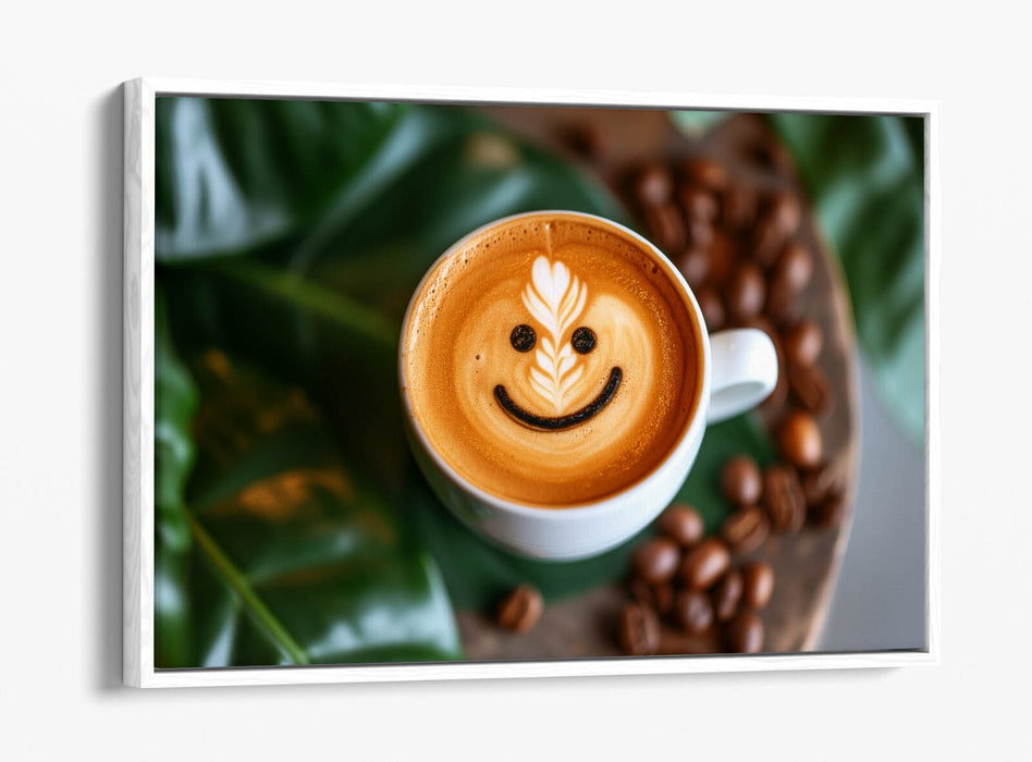 Smiley Face Canvas Art – Cute Coffee Home Decor | Float Effect Canvas Print