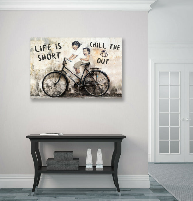 LIFE IS SHORT CANVAS WALL GRAFFITI ART PRINT ARTWORK FRAMED POSTER NOT BANKSY