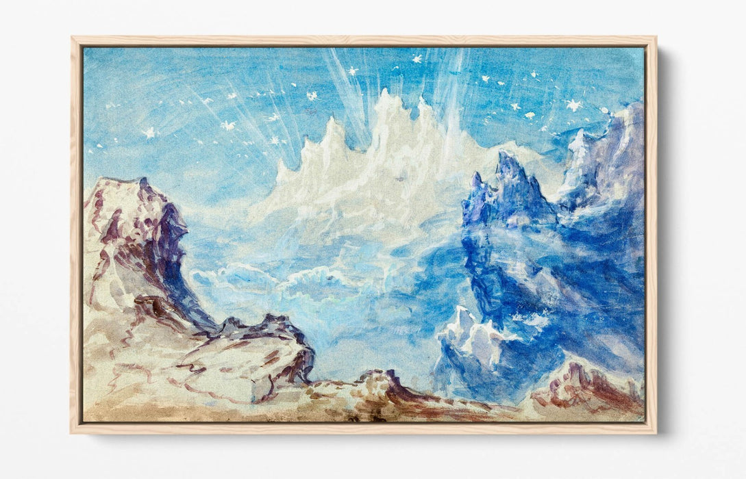 Float Effect Canvas Art - Mountain Landscape Starry Sky Handmade Wall Decor