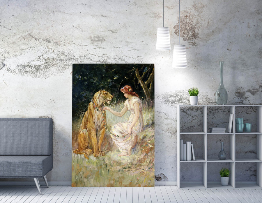 Canvas Wall Art - Frederick Stuart Church Lady And The Tiger Print On Archival Grade Canvas
