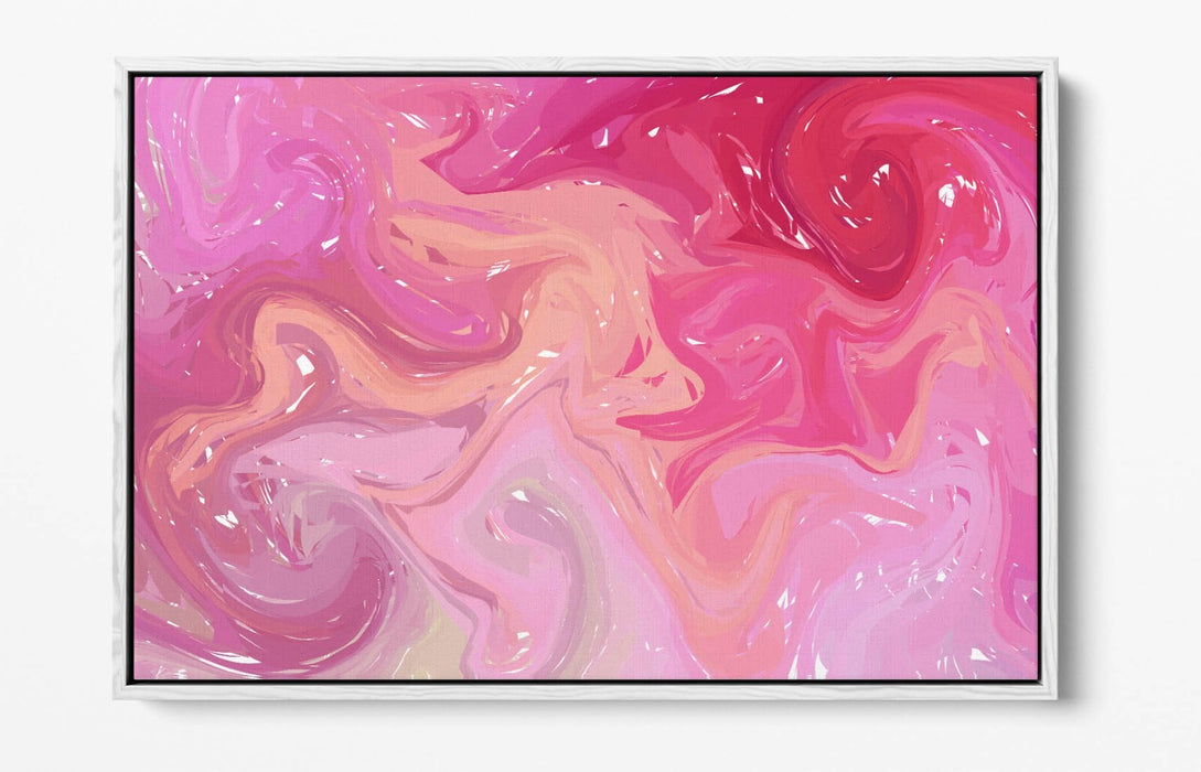 Canvas Wall Art - Pink Ombre Decor With Float Effect & Swirl Texture Print