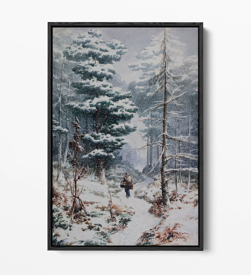Canvas Wall Art Print - Elijah Walton Rednal Wood In Winter | Float Effect Frame