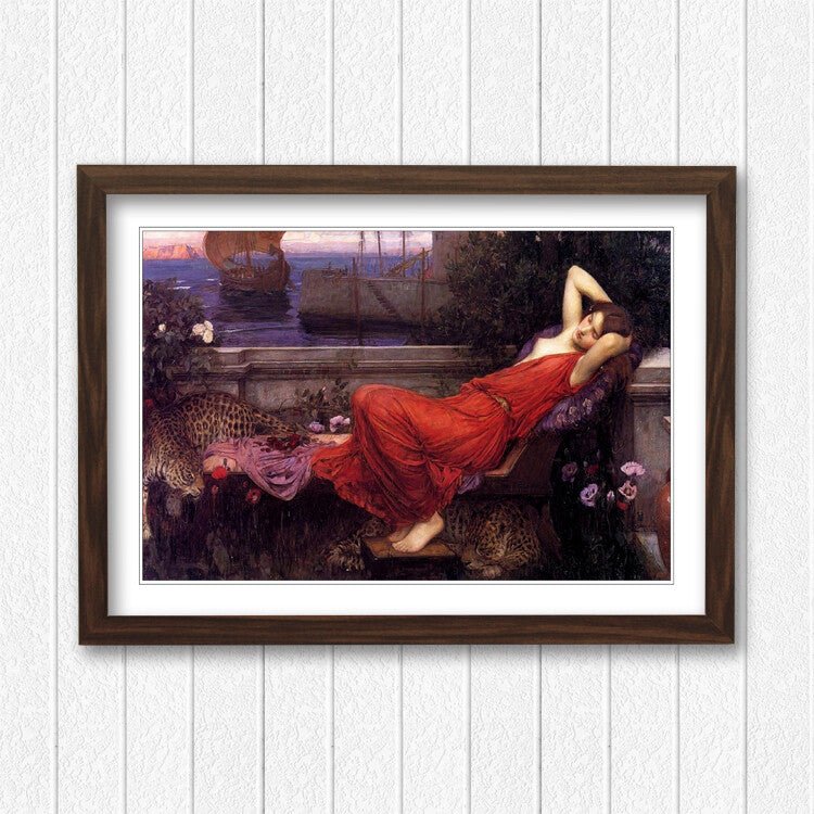 Ariadne Framed Art Print – Classic Waterhouse Poster With Handmade Woodgrain Frame