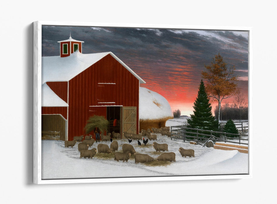 Canvas Wall Art - Horatio Shaw Barnyard In Winter | Premium Float Frame Print