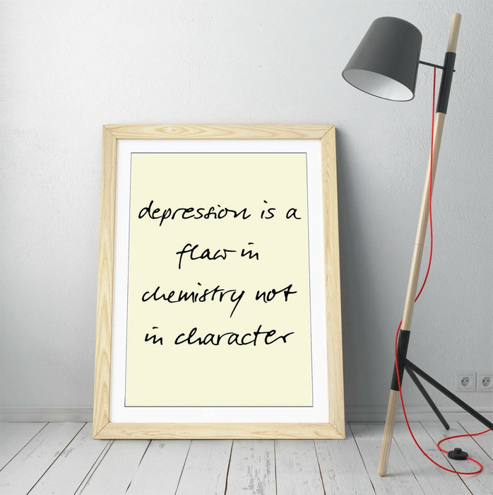 "DEPRESSION IS NOT A FLAW" POSITIVITY QUOTE -FRAMED WALL ART PICTURE PRINT