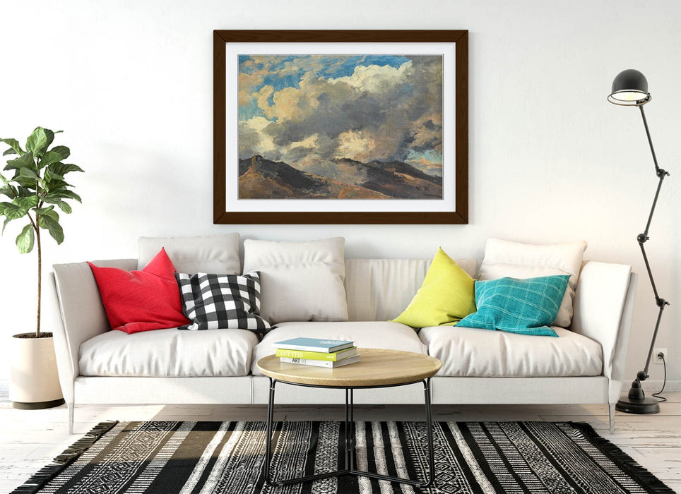 Framed Wall Art Poster – Carl Gustav Carus Mountain Peaks in Clouds Print UK Handmade