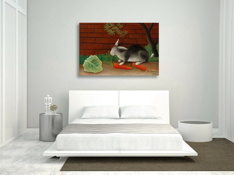 Canvas Wall Art – Framed Canvas Print The Rabbits Meal Artwork by Henri Rousseau