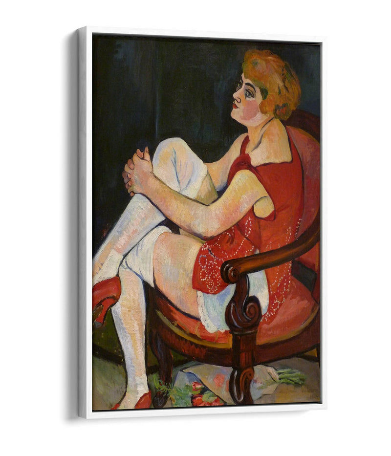 Float Effect Canvas Art - Suzanne Valadon Woman In White Stockings Premium Print