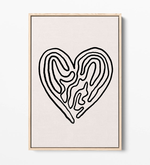 Canvas Wall Art - Heart Minimalist Illustration Float Effect | Handmade Bedroom Decor