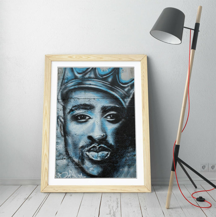 TUPAC GRAFFITI -ART FRAMED POSTER PICTURE PRINT ARTWORK- GREY WHITE