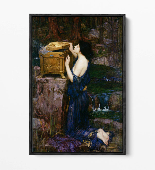 JOHN WILLIAM WATERHOUSE PANDORA-FLOAT EFFECT CANVAS WALL ART PIC PRINT-GREEN