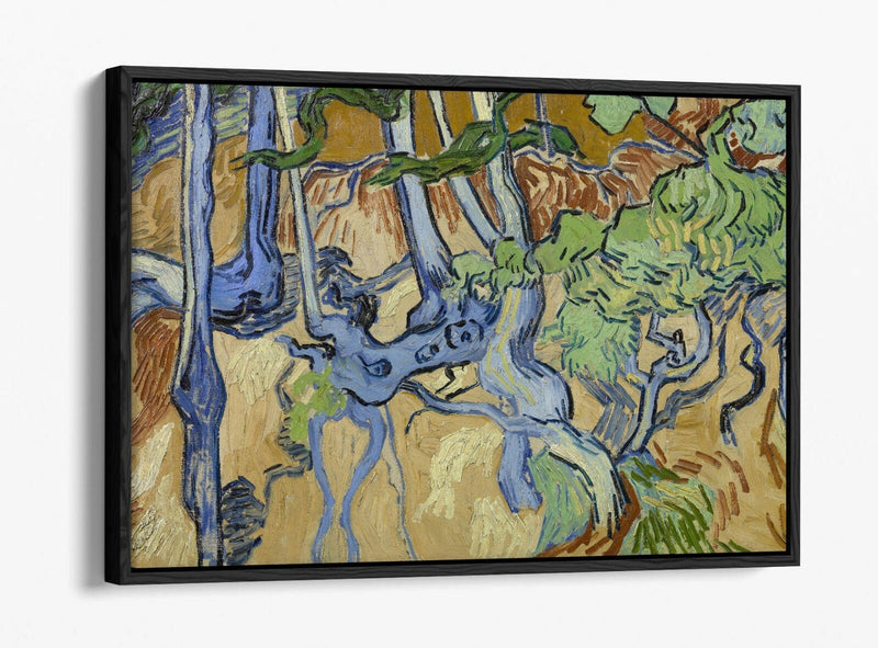 Float Effect Canvas Art – Vincent Van Gogh Tree Roots Painting on 30mm Deep Frame