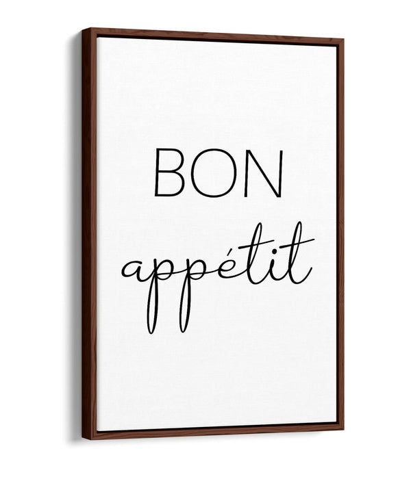 "BON APPETIT" KITCHEN FOOD QUOTE SLOGAN HOME -FLOAT EFFECT CANVAS WALL ART PRINT