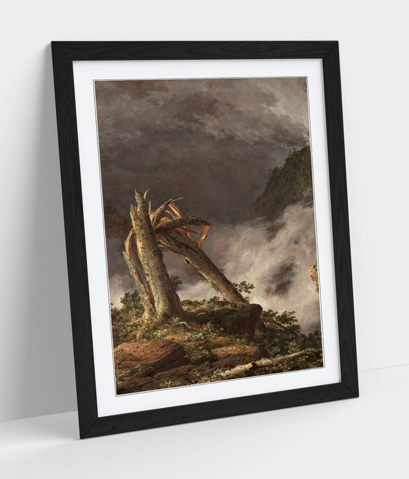 Framed Art Poster With Woodgrain Frame Finish – Mountain Landscape Artwork 4 Sizes