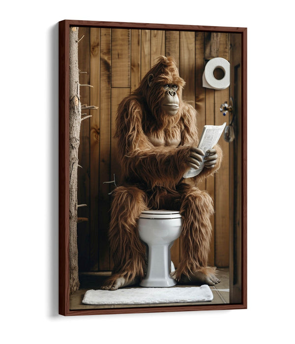 Bigfoot Canvas Art – Funny Bathroom Wall Decor | Float Effect Canvas Print