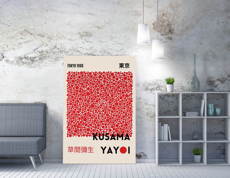 Canvas Wall Art - Yayoi Kusama Red Polka Dot Print | Handmade Contemporary Decor