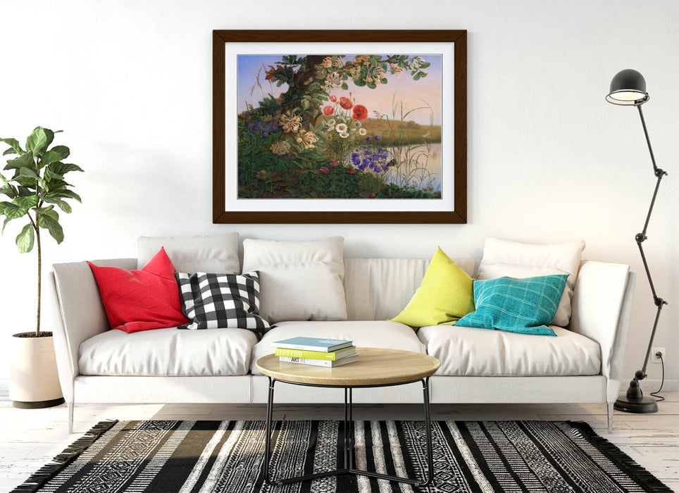 Framed Wall Art Poster - Flower Art Print With Natural Wood Frame & Matte Finish