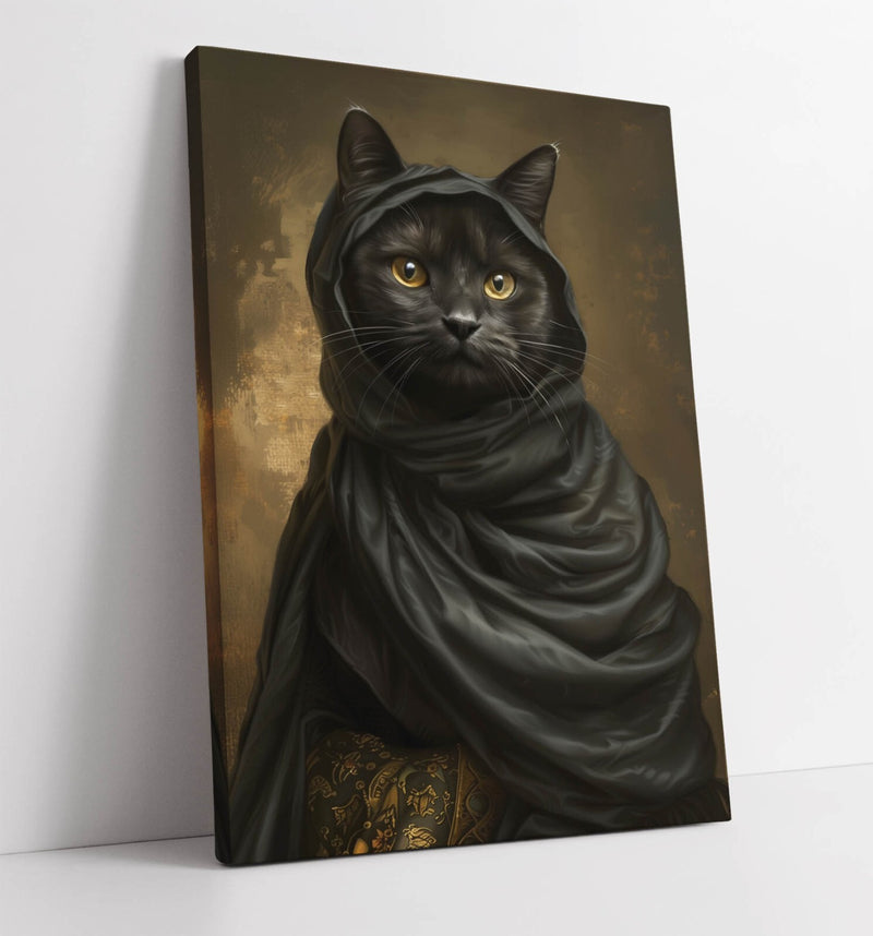 Black Cat Canvas Art - Cool Cat Artwork on Premium Canvas Wall Art