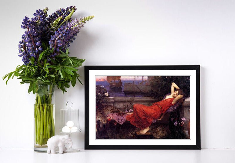 Ariadne Framed Art Print – Classic Waterhouse Poster With Handmade Woodgrain Frame