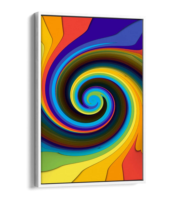 Abstract Canvas Wall Art - Colourful Swirl Print With Float Effect Frame