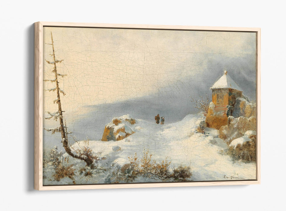 REMIGIUS ADRIANUS HAANEN, WINTER LANDSCAPE -FLOAT EFFECT CANVAS WALL ART PRINT